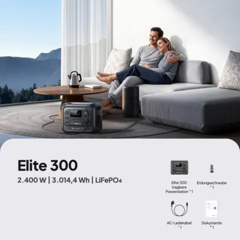 BLUETTI Elite 300 – Powerstation 3.014,4 Wh / 2.400 W