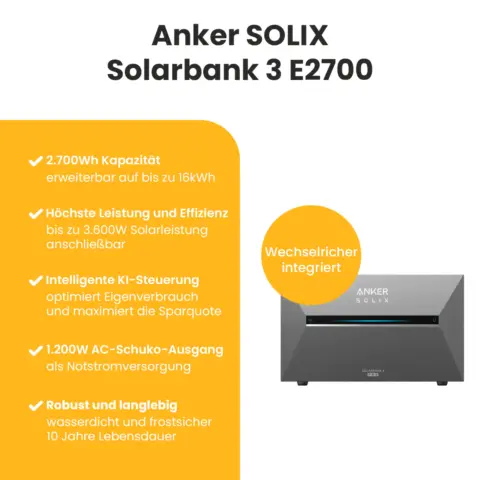 Anker SOLIX Solarbank 3 E2700 Pro – Solarbank-Set mit 4 × 500-W-Solarmodul